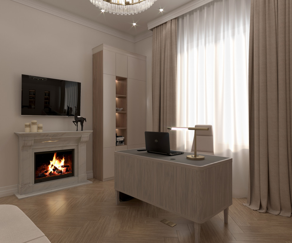 Белоснежный кабинет в загородном доме