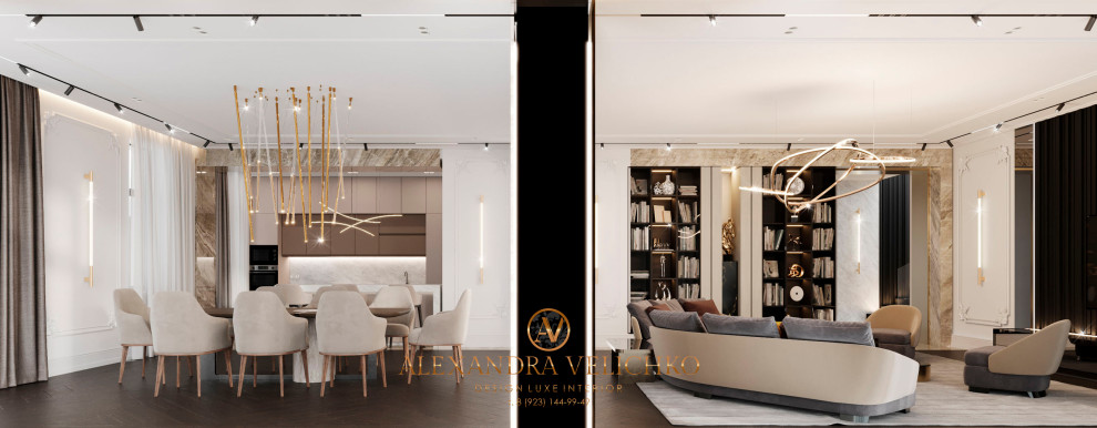 Дизайн интерьера кухни-гостиной в поселке Миллениум