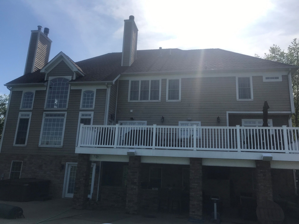 Exterior Stone Work, New Deck Roof, Stained Pine Deck Ceiling, New Deck