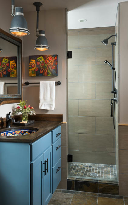 Inspiration for a small rustic bathroom remodel