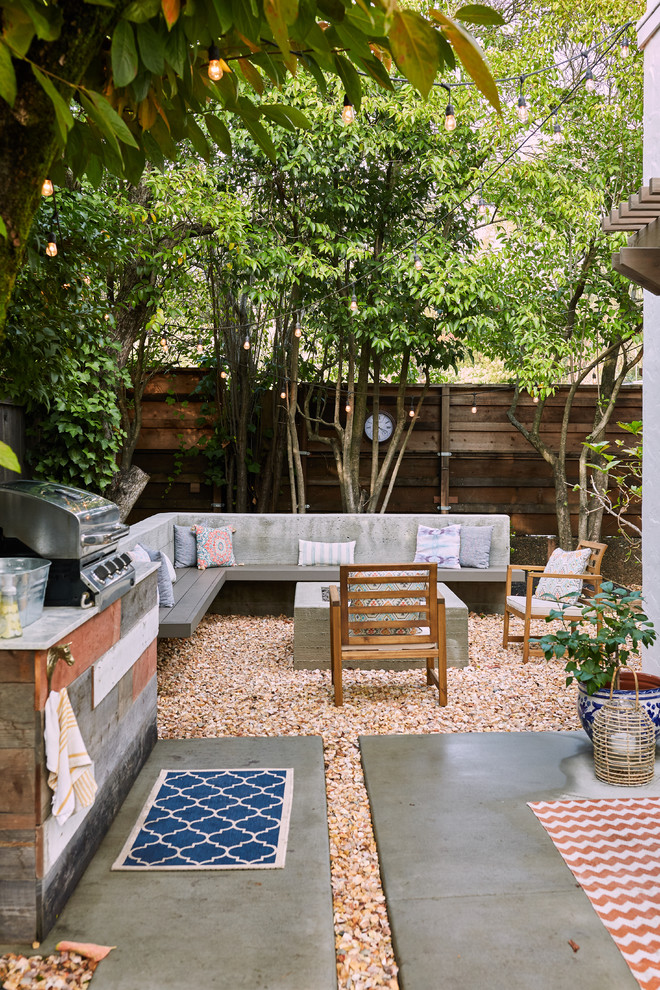 Photo of a contemporary backyard patio in San Francisco with no cover.