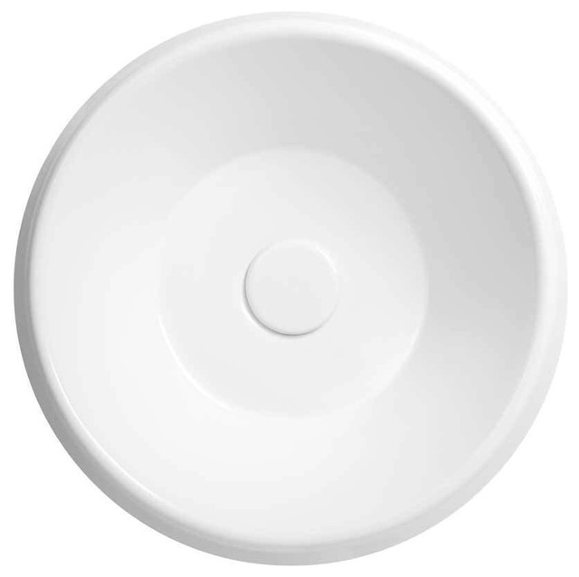 15" Radius Ceramic Round Above Counter Vessel Sink without Overflow in