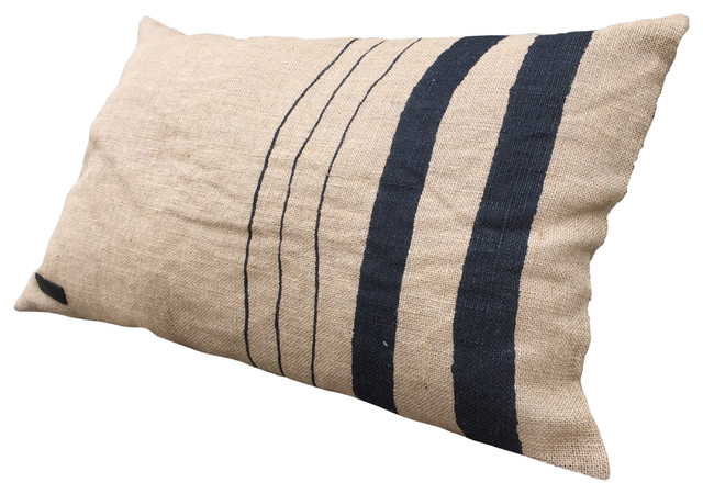 Jute Fabric Cushion, Vertical Stripes Design