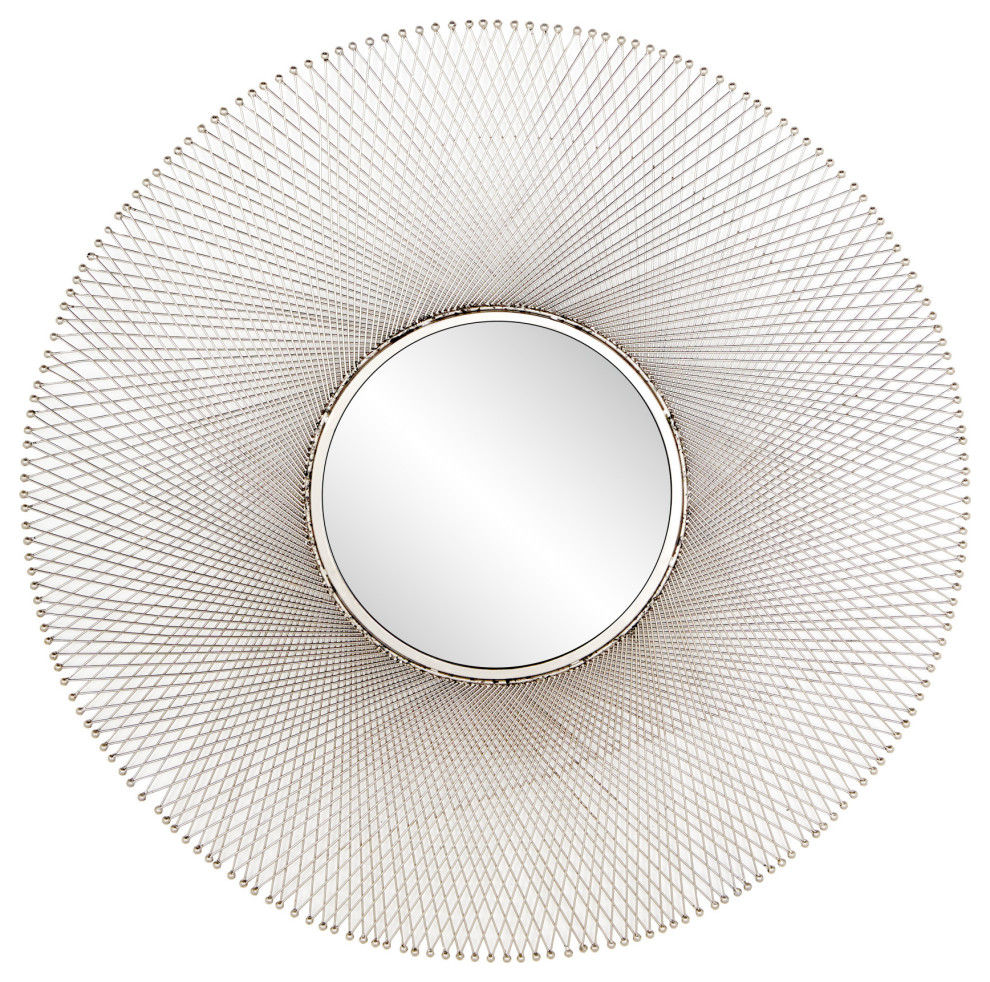 Contemporary Silver Metal Wall Mirror 94926, 45" x 1" x 45