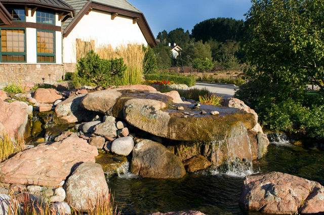 Rustic Water Feature Greeley rustic-garden
