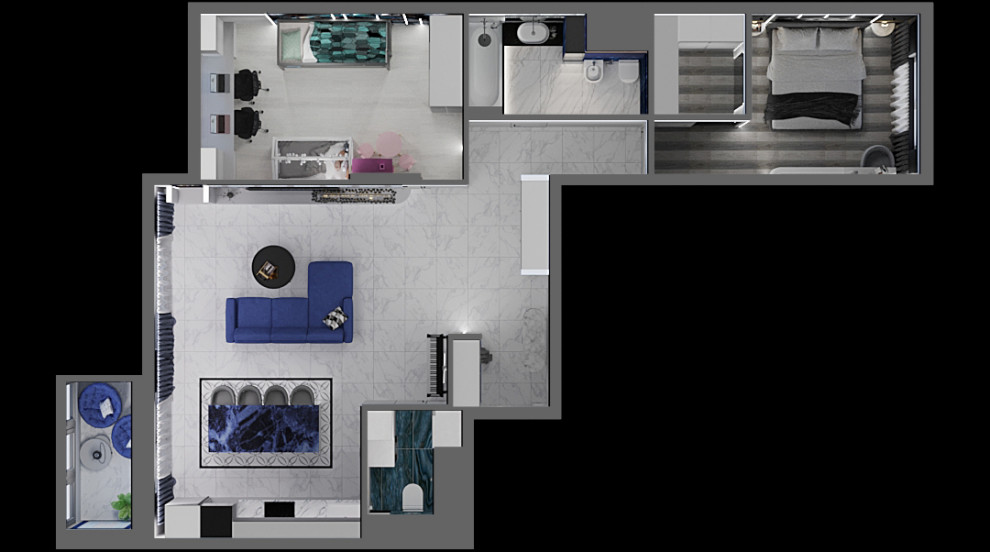 Интерьер Квартиры 84 м2 в Москве в современном минимализме.  Жк Настроение