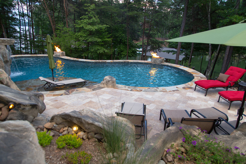 Example of a mountain style pool design in Charlotte