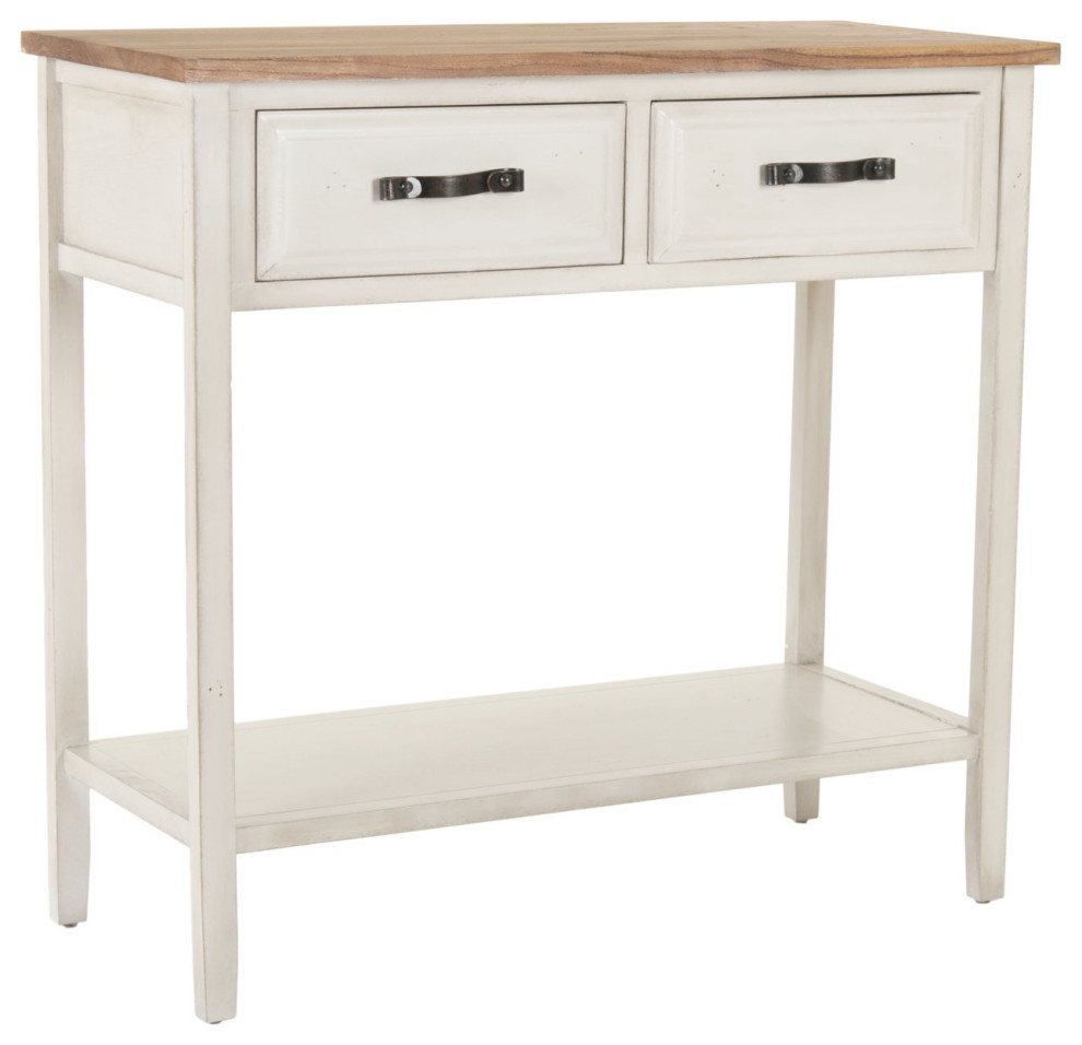 Transitional Console Table, Framed Storage Drawers With Metal Pulls