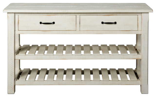 Barn Door Collection Sofa Console Table, Antique White Console Table With Drawers