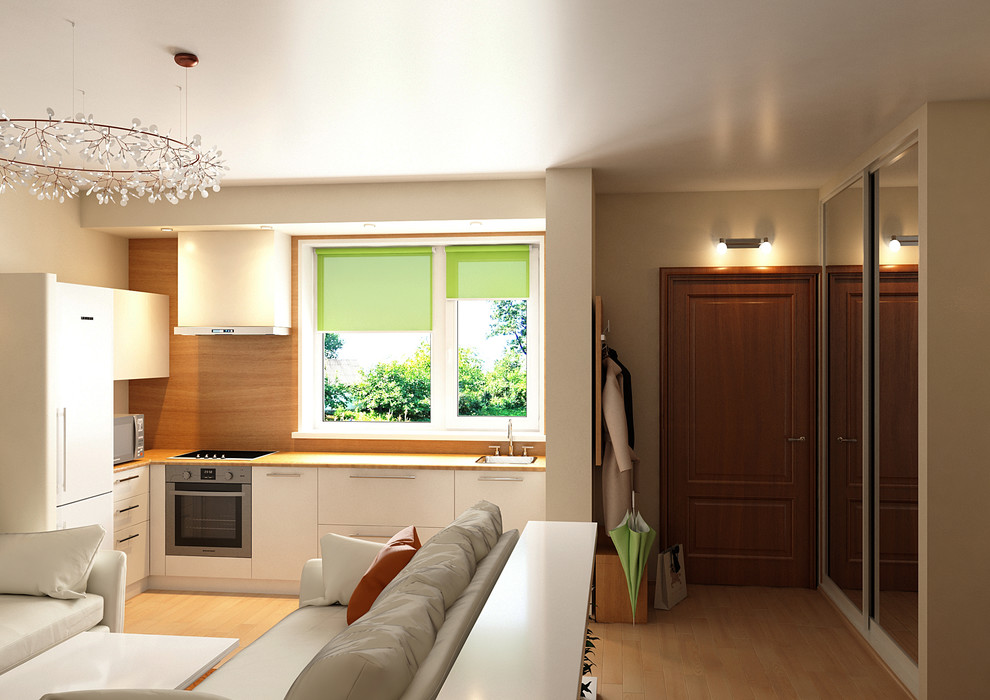 Гостиная с кухней для молодой семьи