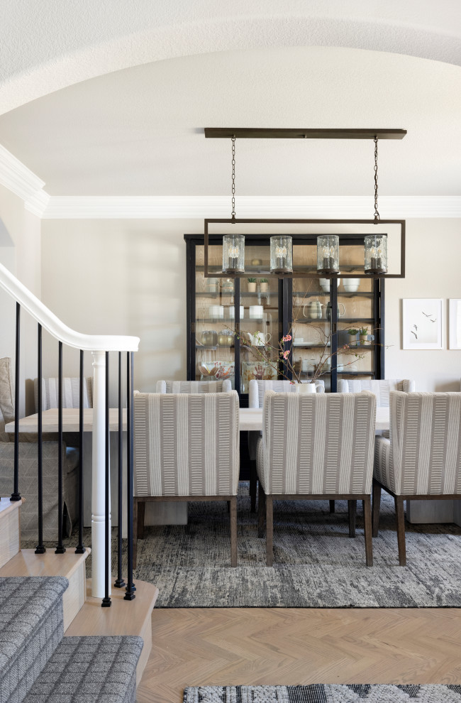 Example of a mid-sized transitional kitchen/dining room combo design in Denver