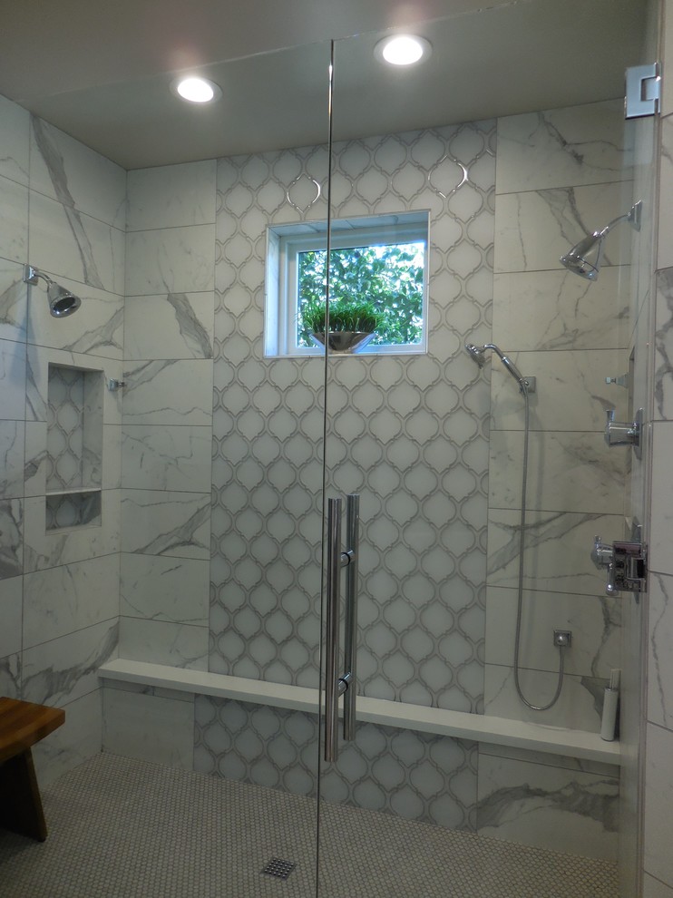Example of a transitional master bathroom design in Phoenix