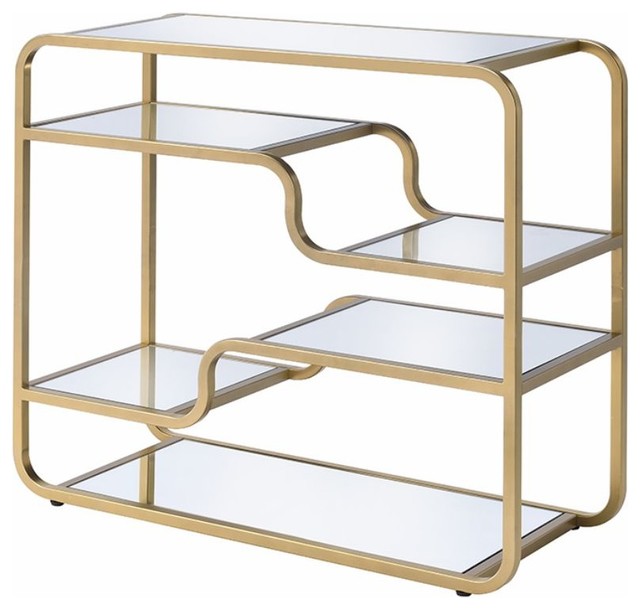 Acme Console Table With Gold And Mirror Finish 81093