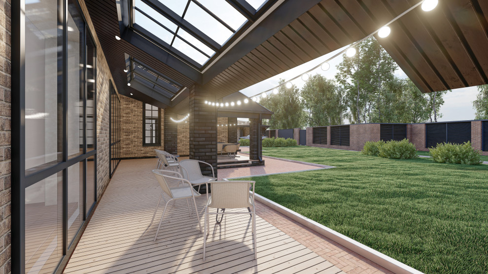 Жилой дом с мансардой, пристроенным банным комплексом и гаражным комплексом