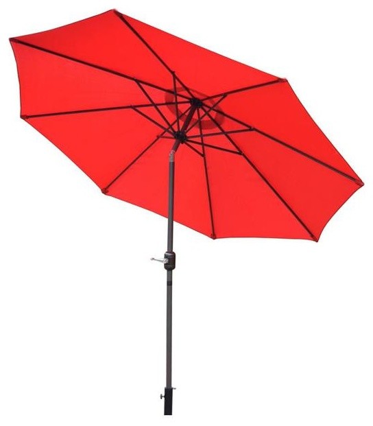 9 ft. Umbrella in Red and Brown Finish