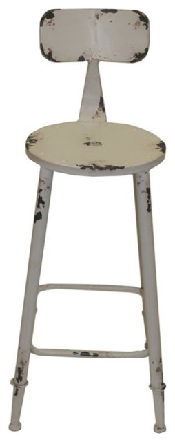 American Home Classic Armand 28" Farmhouse Metal Counter Stool in White
