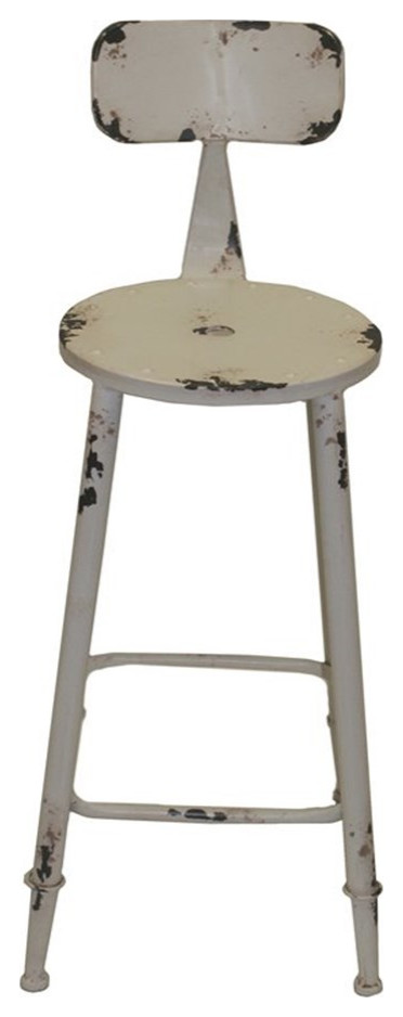 American Home Classic Armand 28 Farmhouse Metal Counter Stool In White Farmhouse Bar Stools 