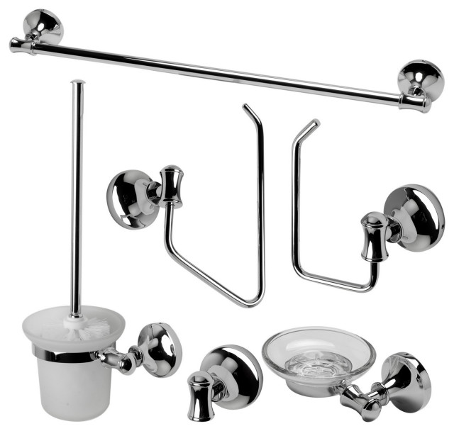 ALFI Brand AB9521PC Polished Chrome 6 Piece Matching Bathroom Accessory Set Transitional