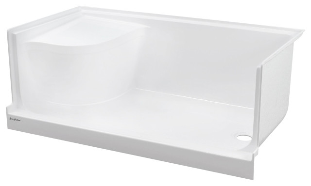 Aquatique 60x32 Single Threshold Shower Base, RH Drain, Left Hand Seat ...