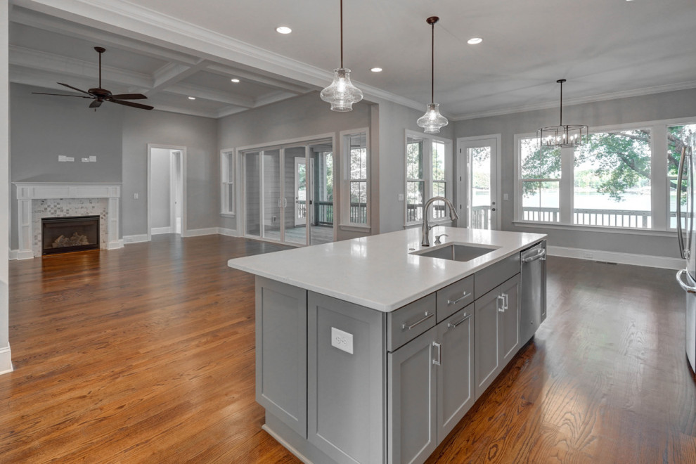 Example of a transitional home design design in Charlotte