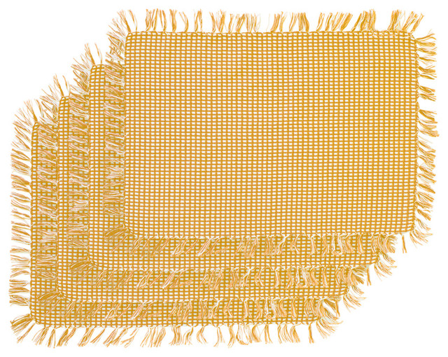 Homespun Fringed 100 Cotton Placemat, Set of 4 Contemporary