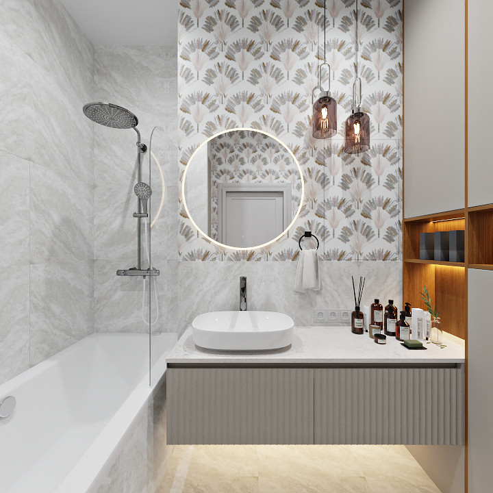 Санузел с обоями