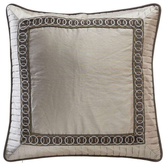 Devaney Pleated Embroidery Euro Pillow Cover Transitional