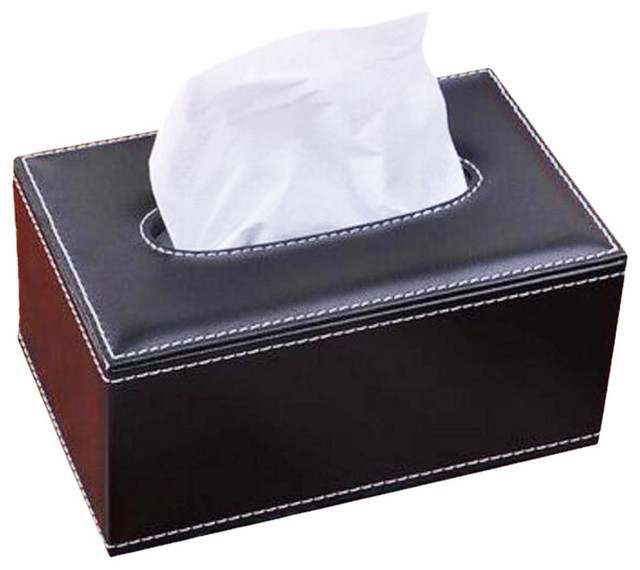 Fashion Upscale Leather Tissue BoxDecoration Tissue Holders, Black