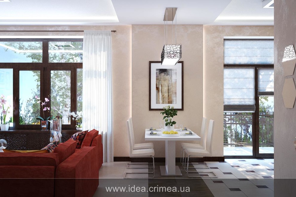 Contemporary kitchen living room for a young family