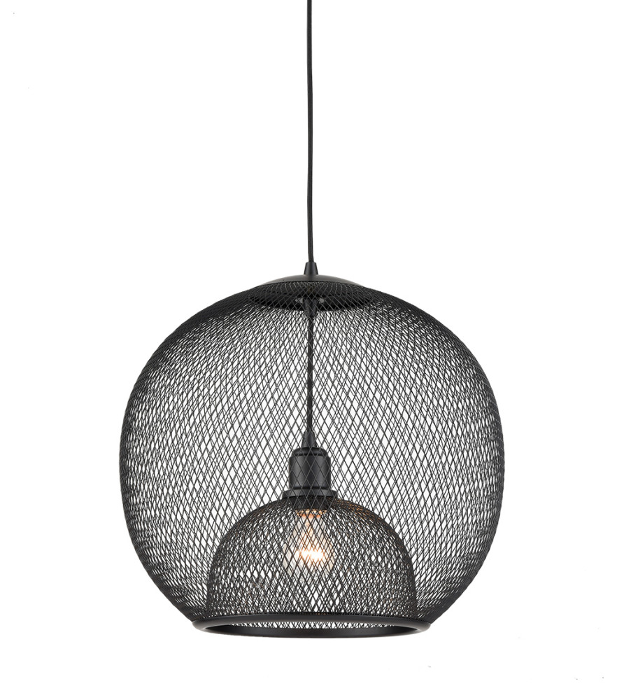 Gibraltar Single Lamp Pendant, Black, 18"Dx17"H