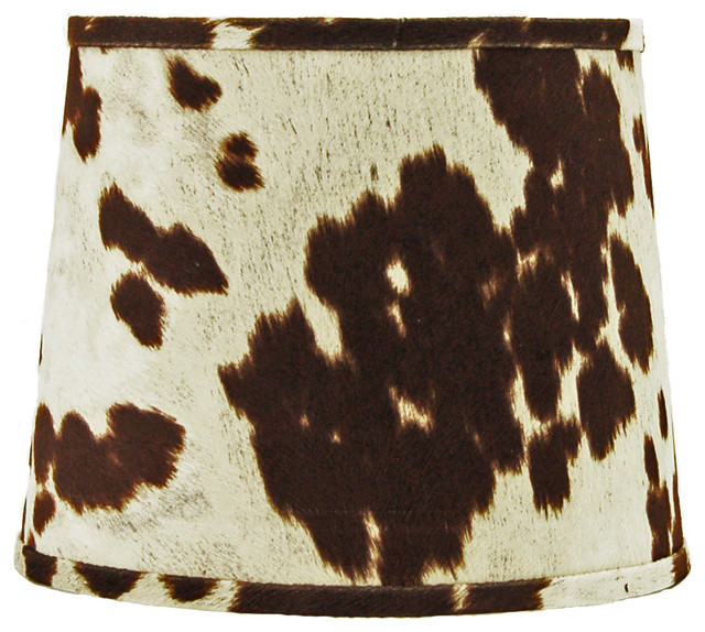 14" Brown Faux Cowhide Shade, Hardback, Washer Fitter