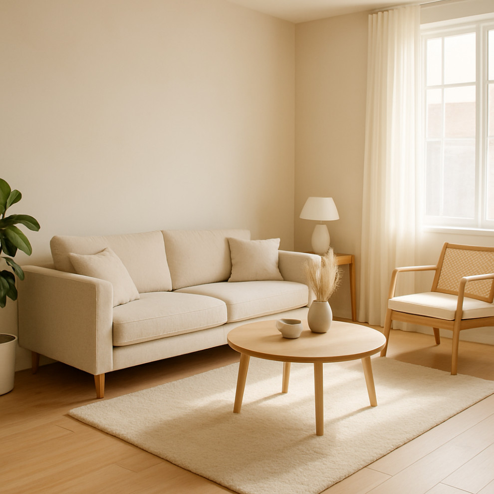 stanza con luce naturale e arredo chiaro