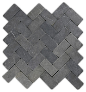 Traditional Tile Top Reviewed Of 2018 Houzz Colin Locke Stone Mosaic Tile Gray Herringbone 11 X12