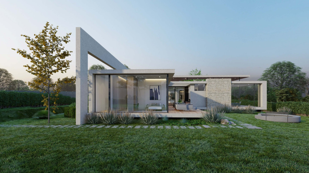 Geräumiges Modernes Einfamilienhaus mit Betonfassade und Flachdach in Melbourne