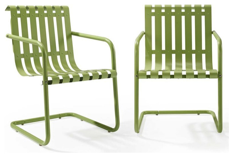 Crosley Gracie Metal Patio Chair in Green (Set of 2)