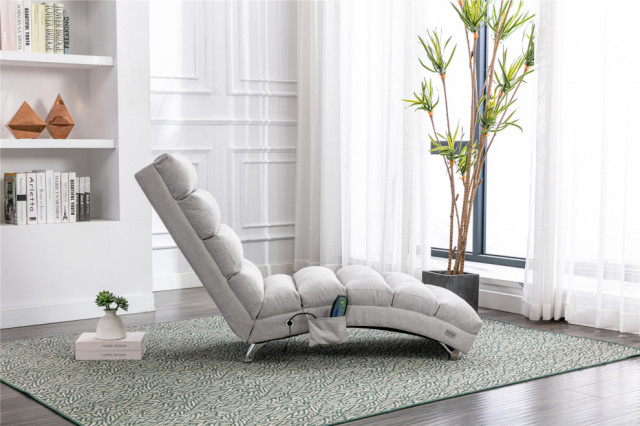 Linen Chaise Lounge Indoor Chair Modern Long Lounger - Contemporary ...