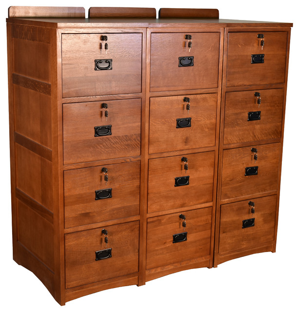 Mission Solid Oak 4 Drawer File Cabinet With Locks Keys