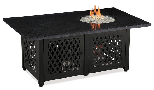 Dual Heat Lp Gas Outdoor Fire Pit With Black Granite Mantel