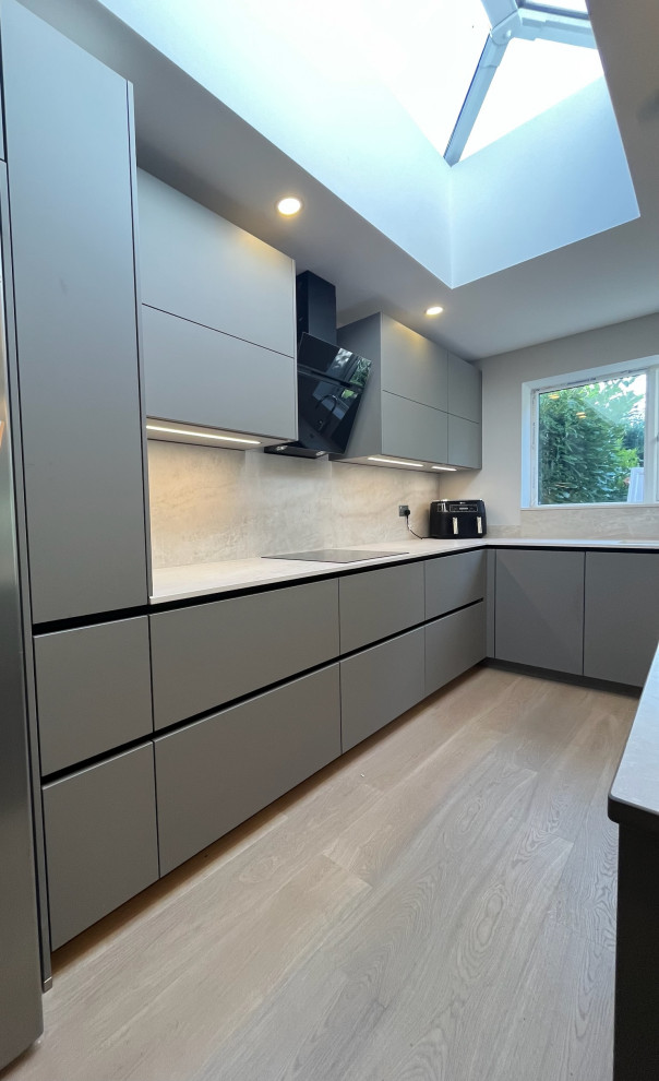 Easy Touch Taupe Modern Handleless Kitchen fitted in Solihull