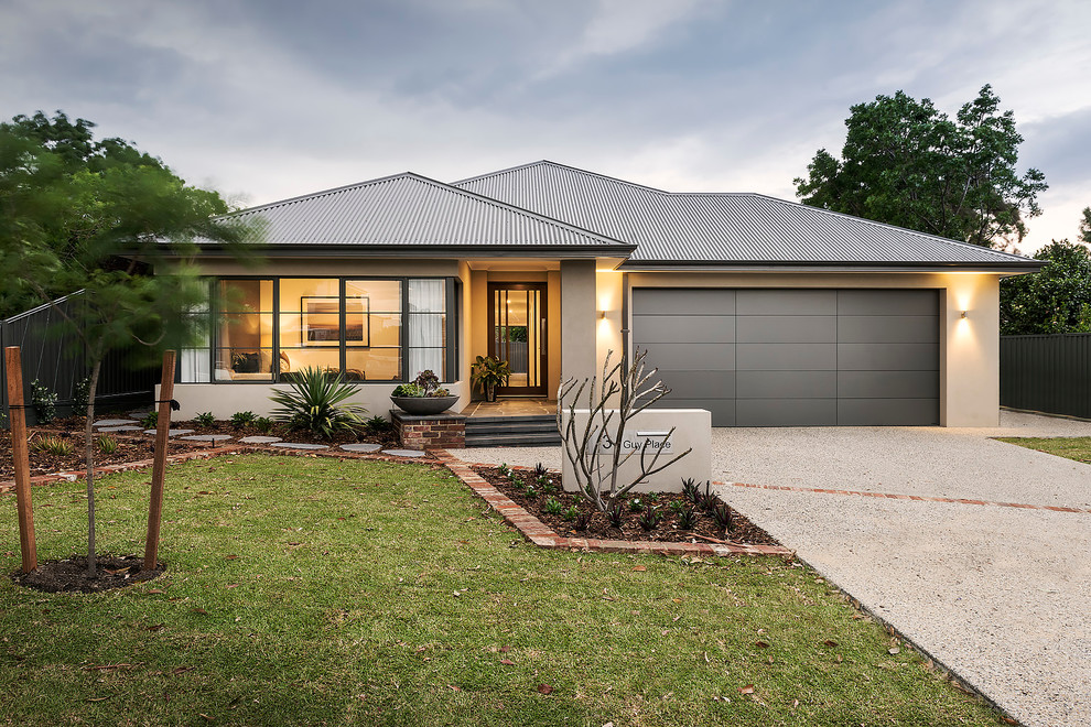 This is an example of a modern one-storey beige exterior in Perth.