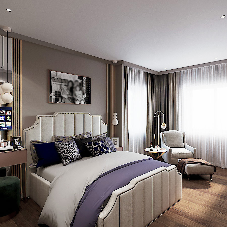 Дизайн спальни от компании Прямой Угол