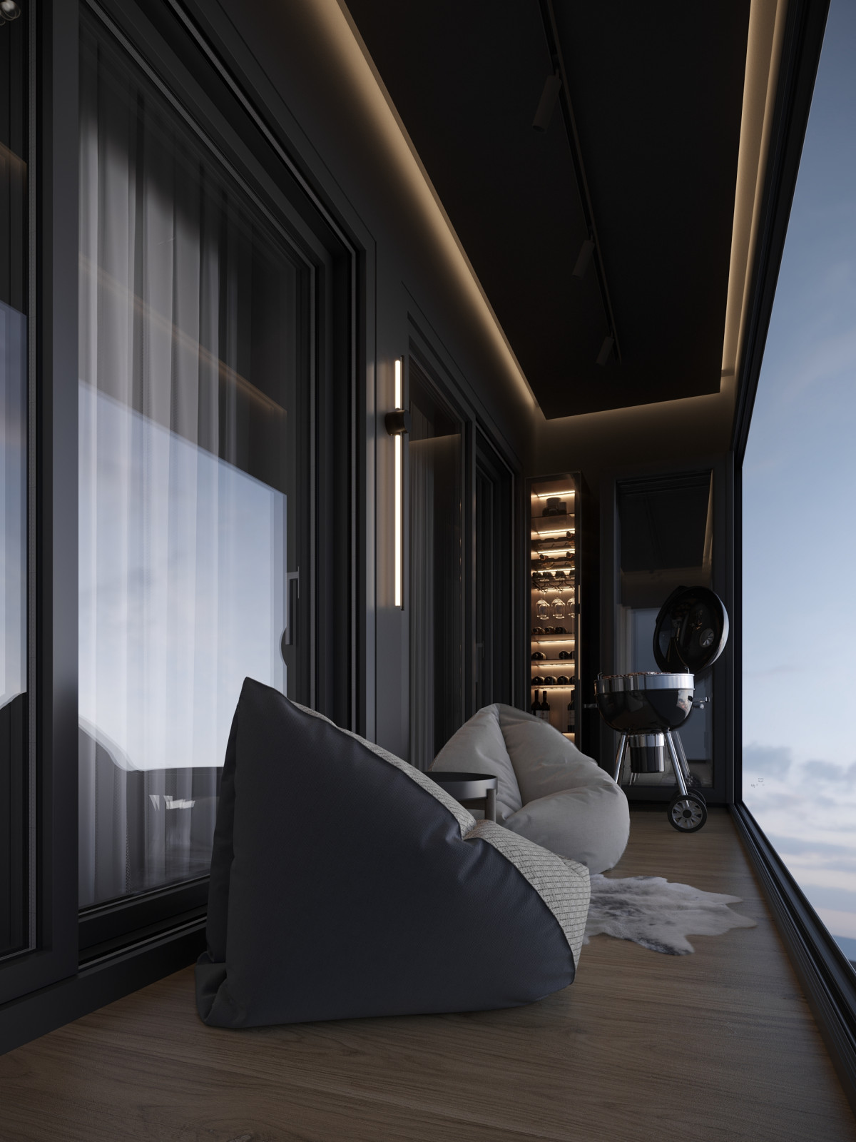 Дизайн проект однокомнатной квартиры в темных оттенках