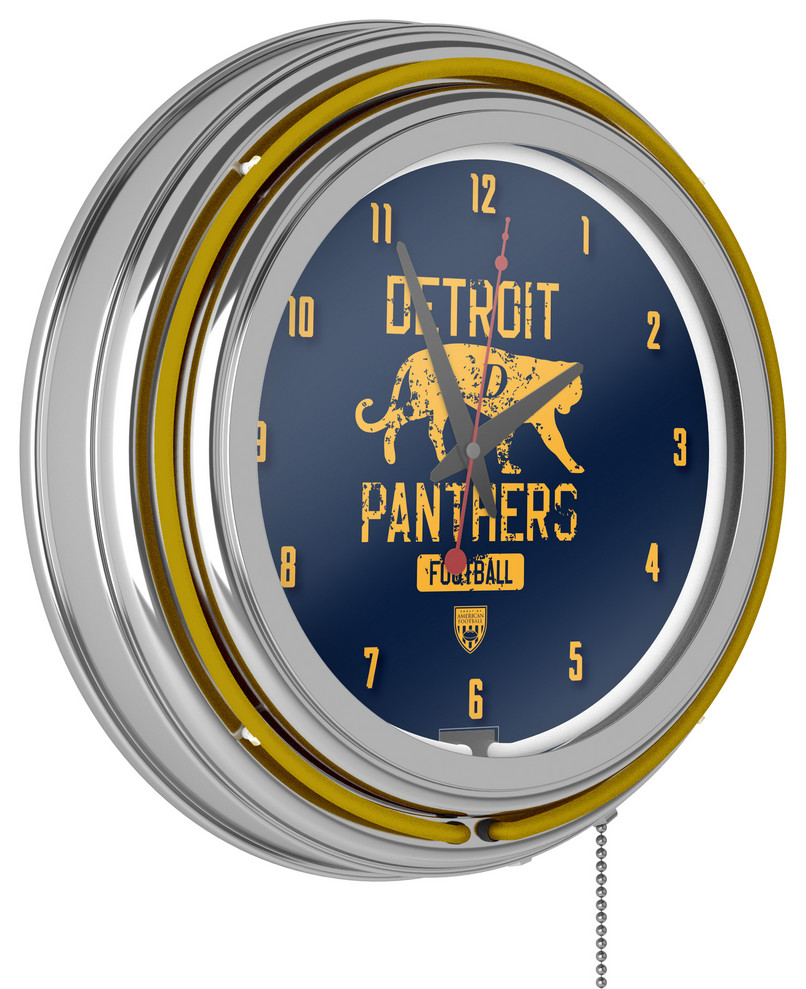 VAF Detroit Panthers Chrome Double Ring Neon Clock