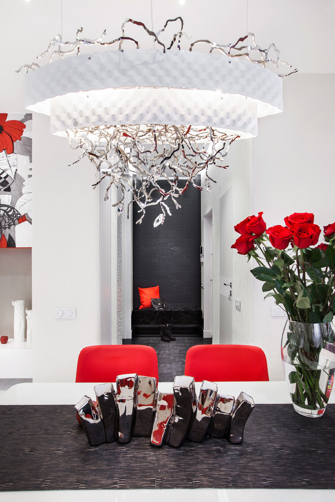 Красно-белый интерьер