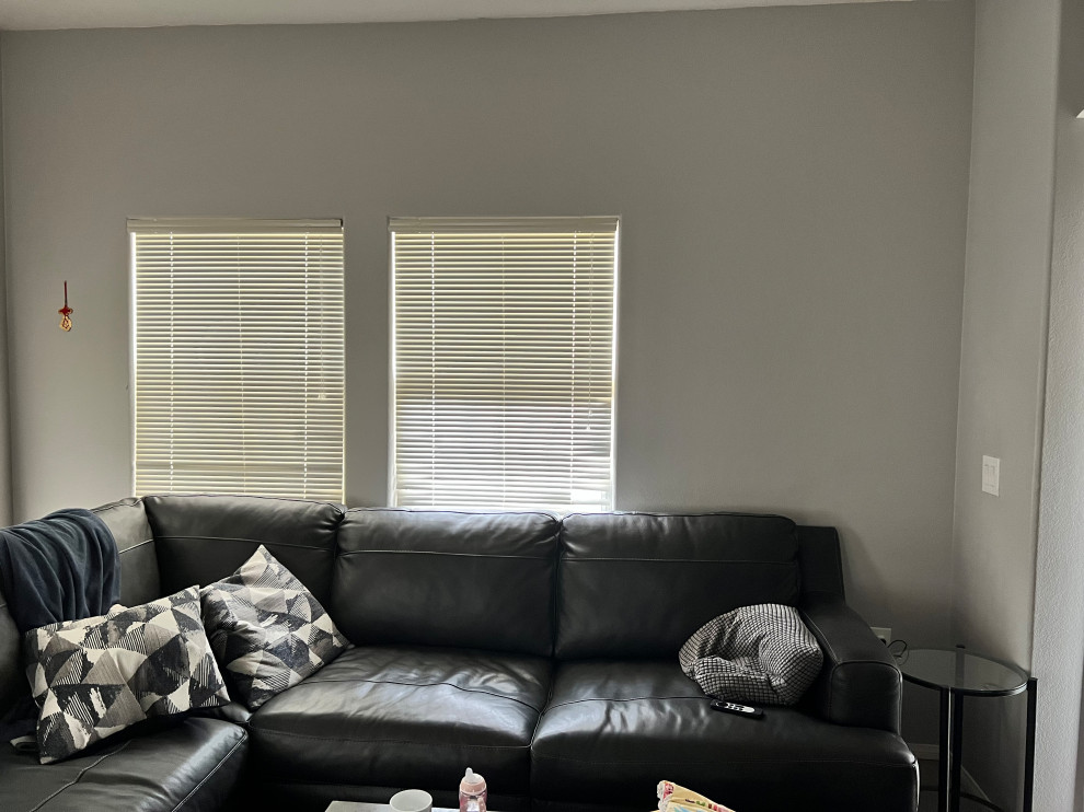 help balance off centered windows behind couch