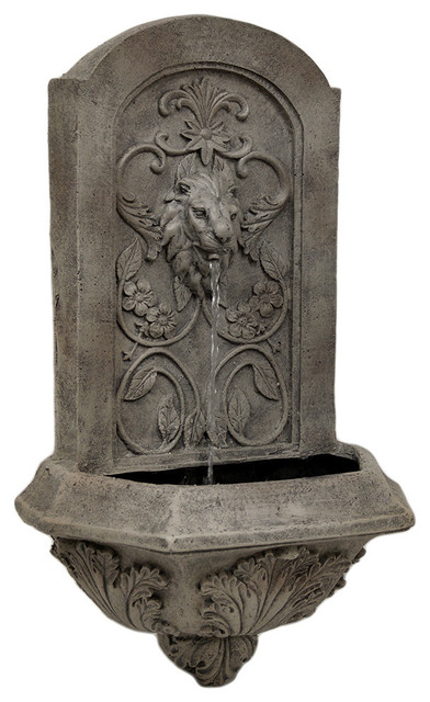 Soothing Lion Head Wall Mounted Water Fountain - Traditional - Outdoor ...