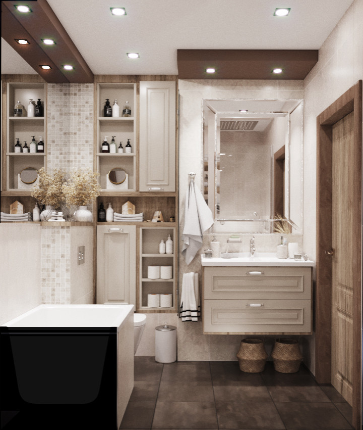 Дтзайн интерьера детской комнаты и двух санузлов в квартире в Екатеринбурге