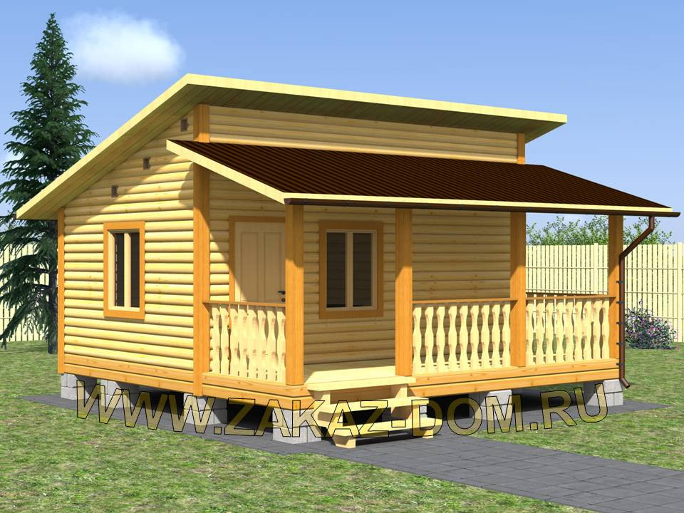 Проект одноэтажной бани из бруса (6х6 м) : Б-110