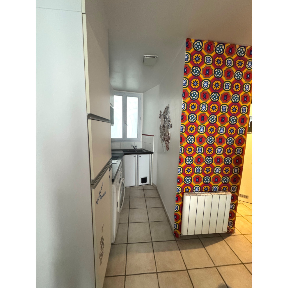 Projet Château-Landon, rénovation d'une cuisine, entrée & salle de bain.