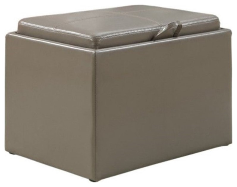 Convenience Concepts Designs4Comfort Accent Storage Ottoman in Gray Faux Leather